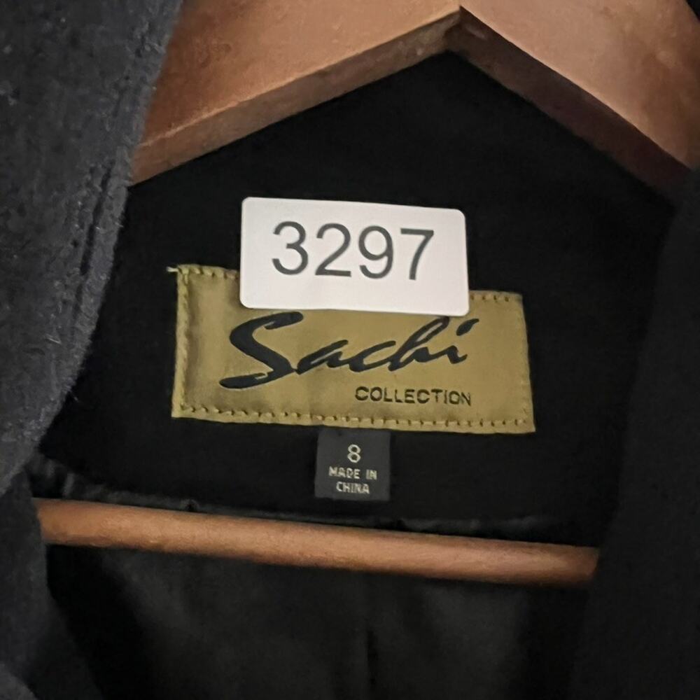 Sachi Collection Overcoat Women's Size 8 Black Wool Blend Double Breasted - Picture 15 of 15